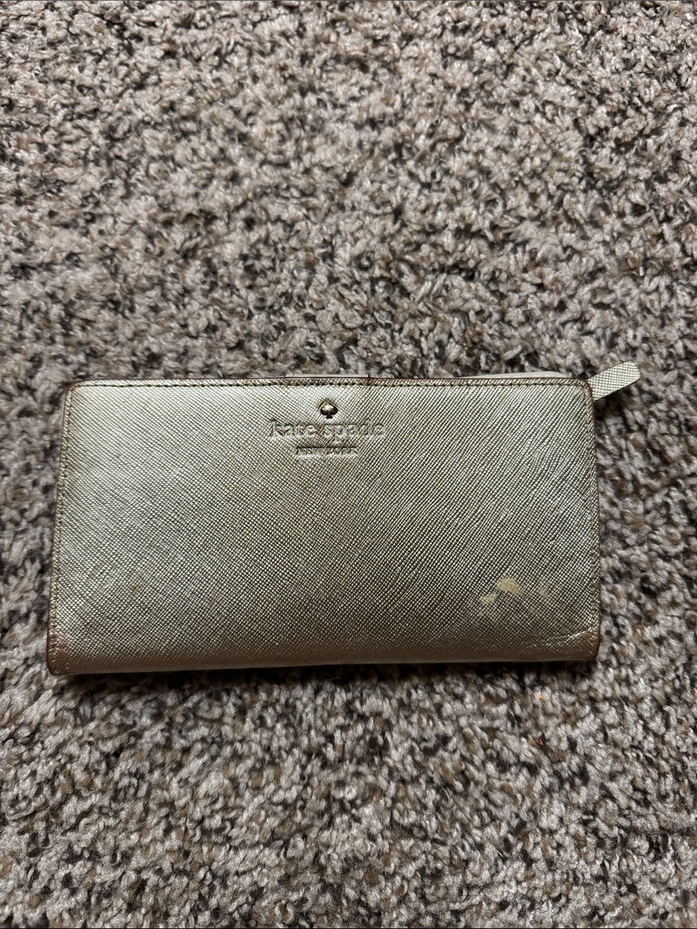 kate spade metallic gold zip wallet